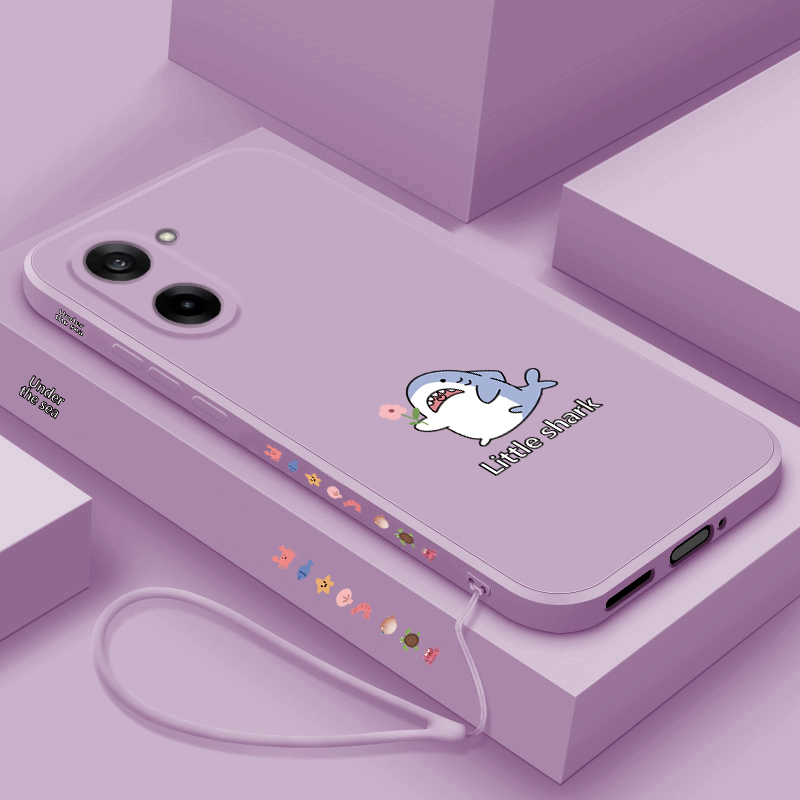 适用一加ace5竞速版手机壳卡通小鲨鱼oneplus液态全包保护套1+ACE5至尊版个性创意男女款PLF110硅胶防摔软壳