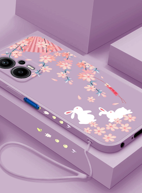 适用红米note12tpro手机壳新款Note12Tpro直边液态全包软壳Redmi个性创意兔子noto12tpor潮牌女款硅胶防摔套