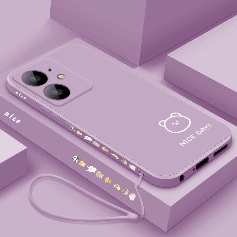 适用Realmeneo7turbo手机壳简约线条小熊小兔真我NEO7X保护套网红情侣款noe7se全包防摔RMX5062‌高级男女