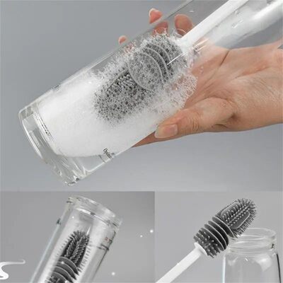 1/2/3Pcs Durable Milk Bottle Brush Long Handle Household Sil