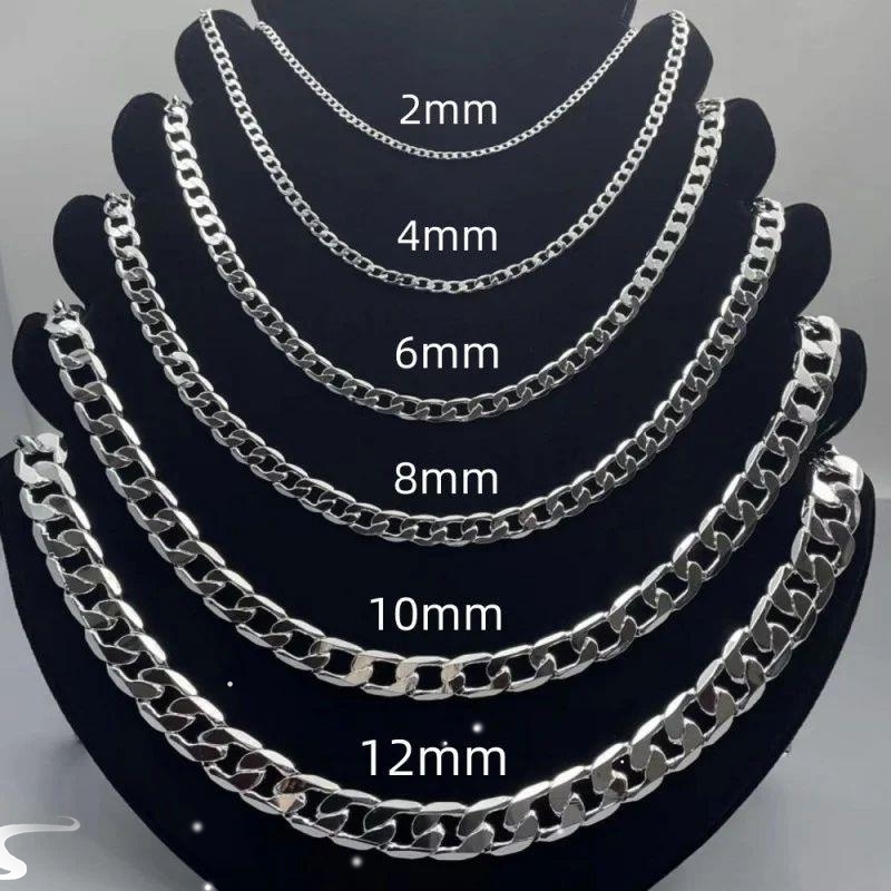 Men's 925 Sterling Silver Necklace 2/4/6/8/10/12MM 40-75