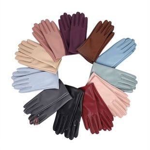 Leather Gloves Ins Style Color Men's and Women's leatherPUgl