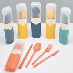 Fork Spoon Reusable Wheat Picnic Chopsticks Travel Portable