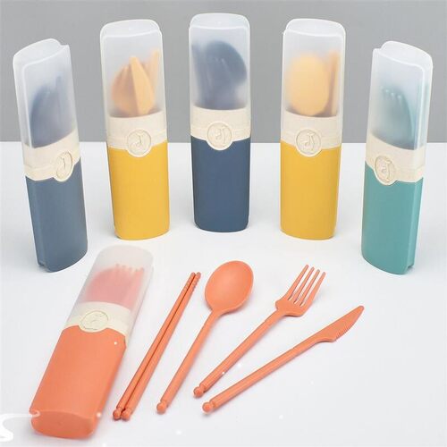 Portable Reusable Spoon Fork Travel Picnic Chopsticks Wheat