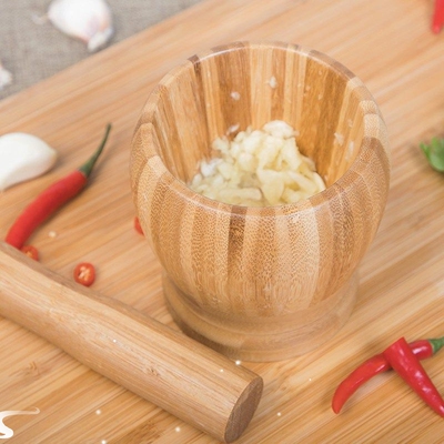1PC Multifunction Garlic Press Wood Mortar and Pestle Set Ma