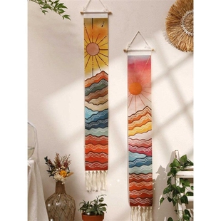 Macrame Wall Tapestry Mountain & Sunrise and sunset Boho