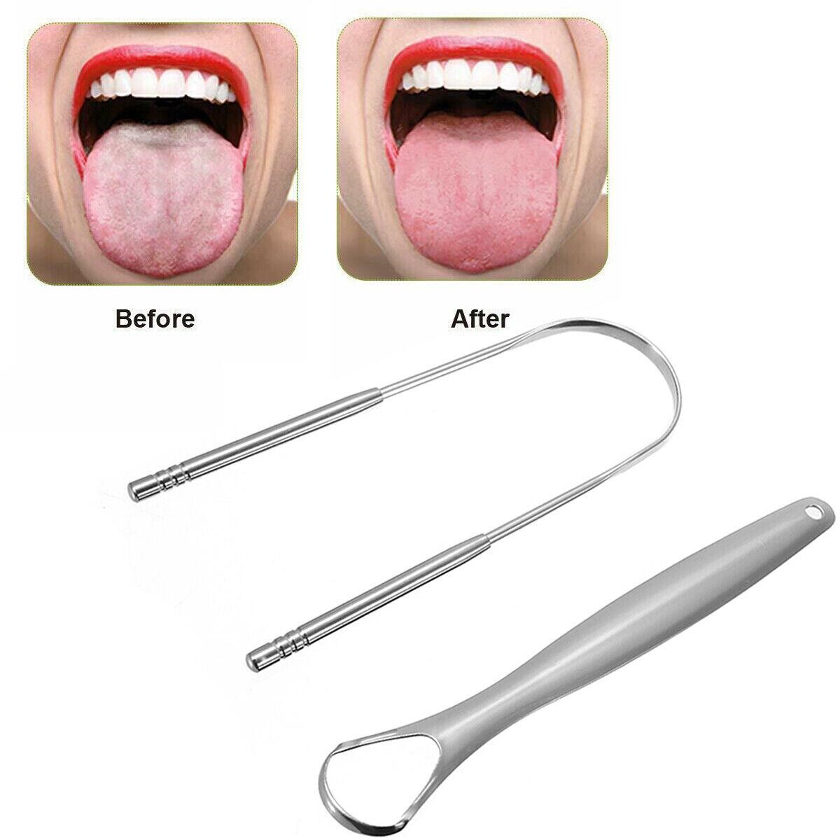 newStainless Steel Tongue Tounge Cleaner Scraper Dental Care - 实物图