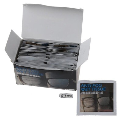 50Pcs Anti-Fog Wipes for Glasses Pre-moistened Antifog Lens