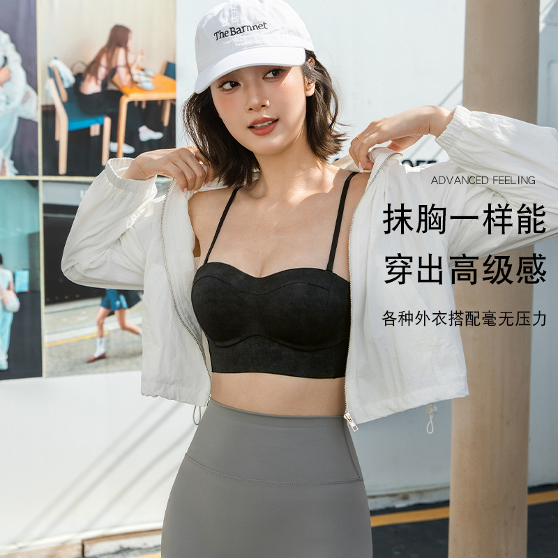 无钢圈抹胸式文胸女小胸聚拢显大收副乳防下垂无痕内衣运动胸罩