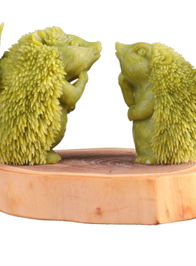 天然玉石岫玉鳄鱼刺猬家居工艺品