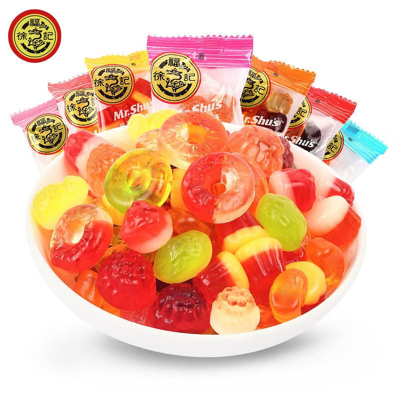 徐福记果汁橡皮糖混合味软糖qq糖散装小熊水果味儿童休闲零食喜糖