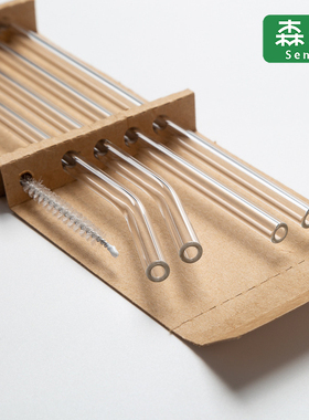 高硼硅透明玻璃吸管耐热耐用套装防口红非一次性孕妇果汁饮管清洗