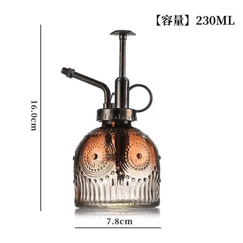 森夫复古家用浇花玻璃喷壶多肉园艺小型浇花壶家用按压消毒浇水壶