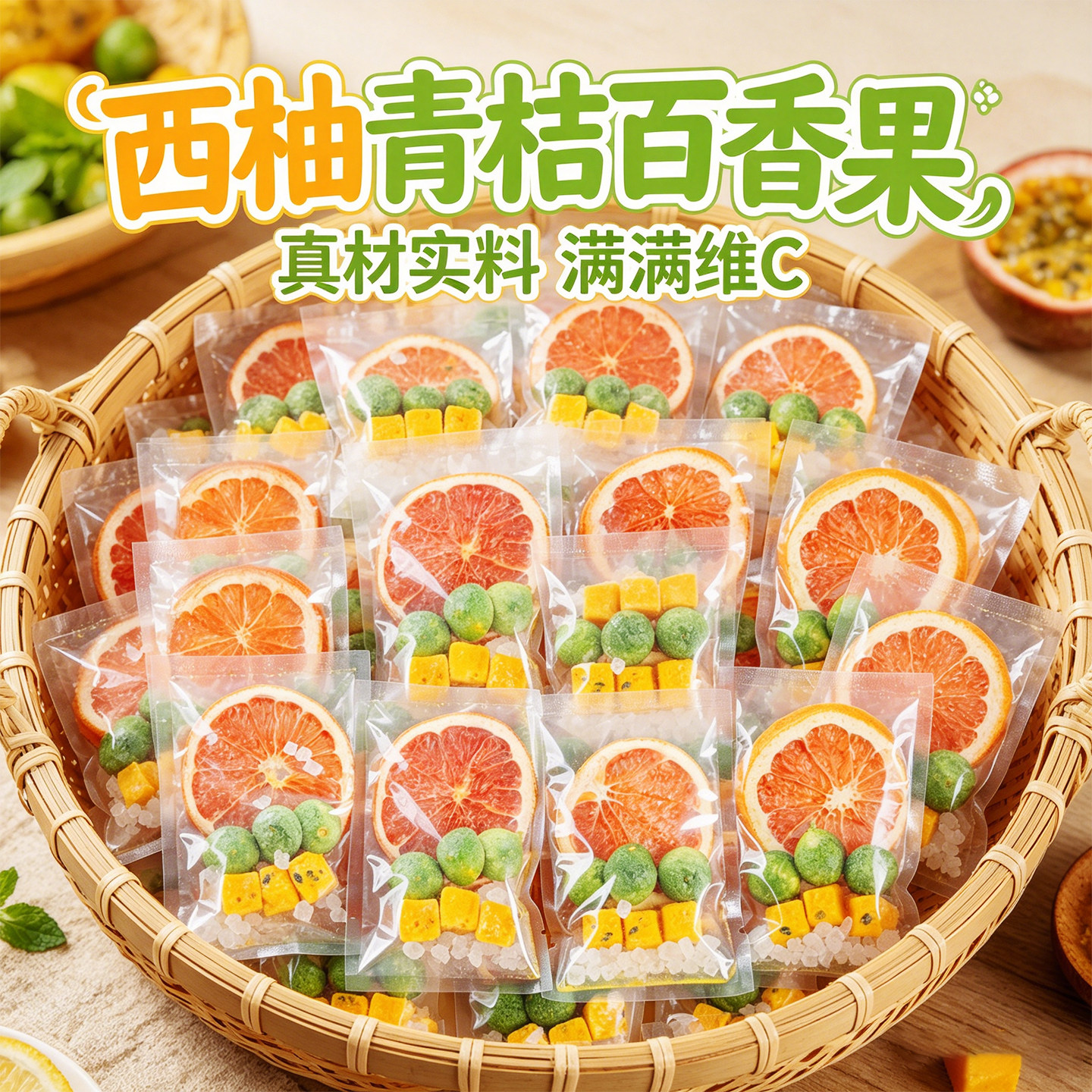 西柚青桔百香果茶独立包装水果茶