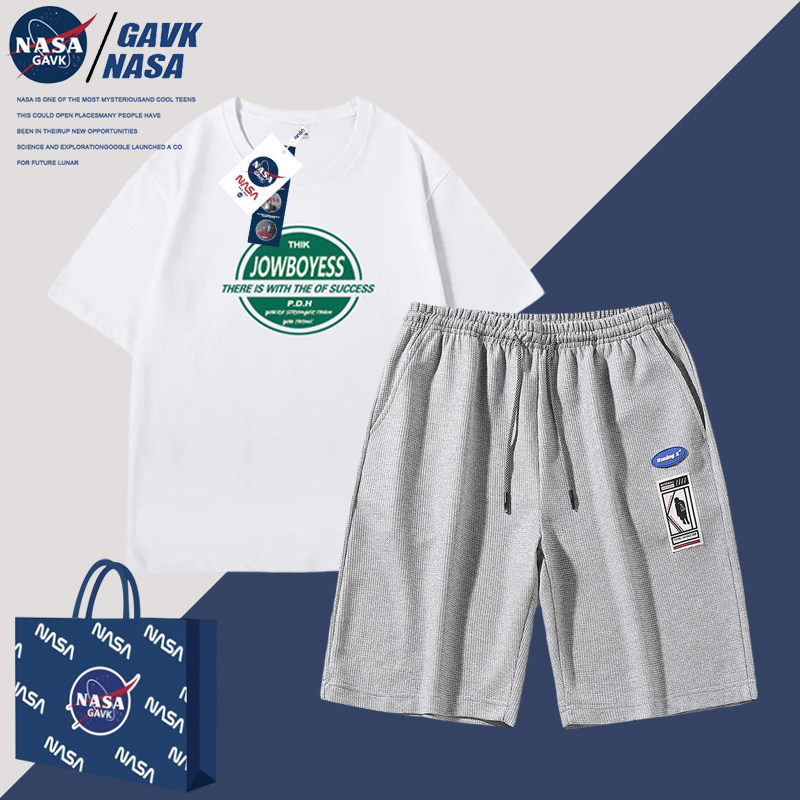NASA GAVK情侣装春夏季一套短袖2023新款早春潮流特别的t恤套装男