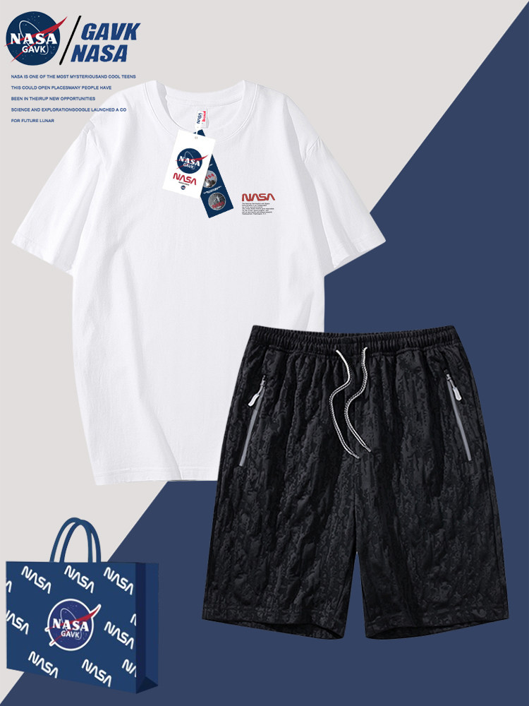 NASA GAVK2023 COTTON UNI VERSATILE FASHION BRAND SUIT TOPS AND SHORTS VERSATILE FASHION BRAND COUPLES