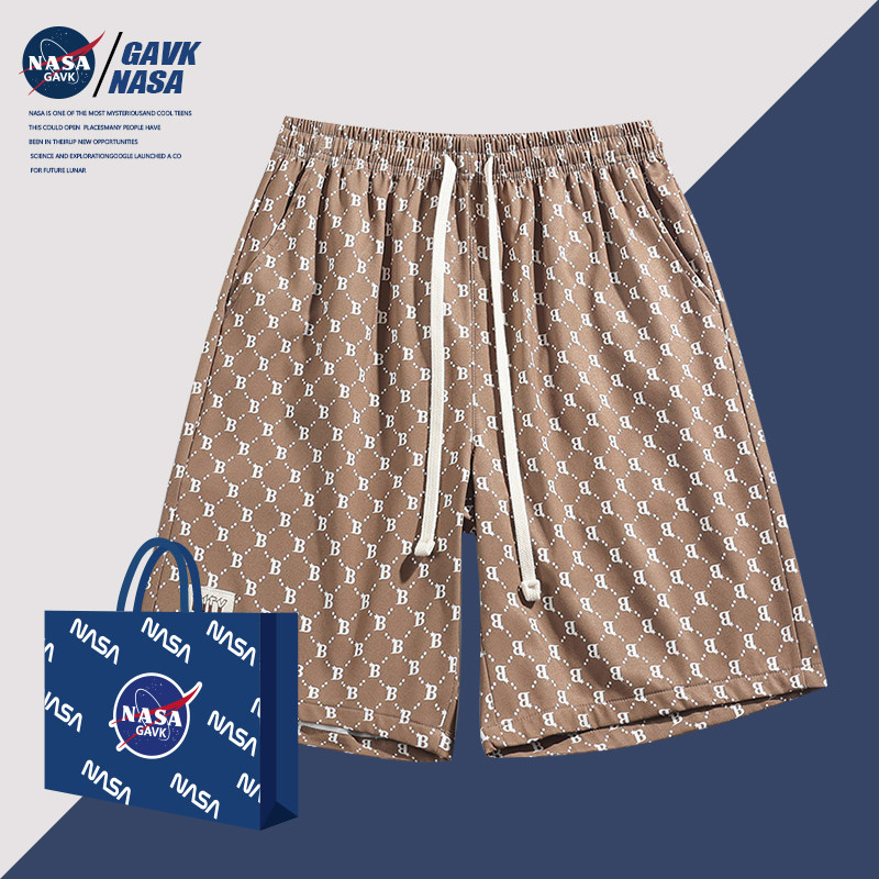 NASA GAVK男花纹提花潮流情侣短裤夏季短裤宽松五分休闲潮牌女裤