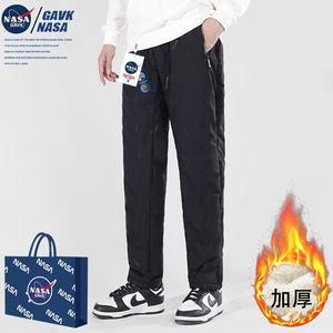 NASAGAVK2023春秋季新款潮牌男女同款加厚情侣长裤子运动修身裤子
