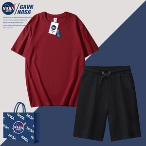 NASA GAVK2023套装男夏季新品潮流春秋季潮牌纯棉套装男上衣短裤