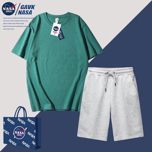 NASA GAVK2023春秋季百搭潮牌情侣男女同款新品夏季情侣纯棉套装