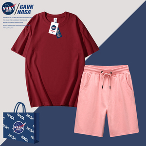 NASA GAVK2023春秋季新品男女同款夏季纯棉套装运动情侣潮牌