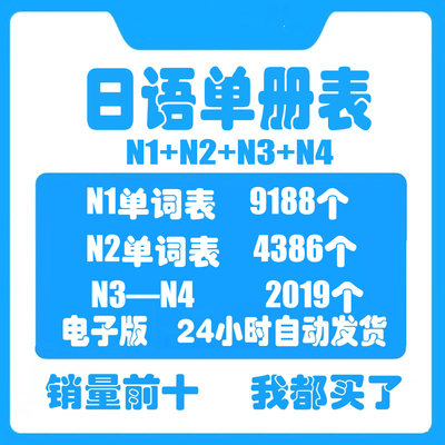 日语词汇表N1N2N3N4背单词表xls电子版资料自学excel可编辑打印