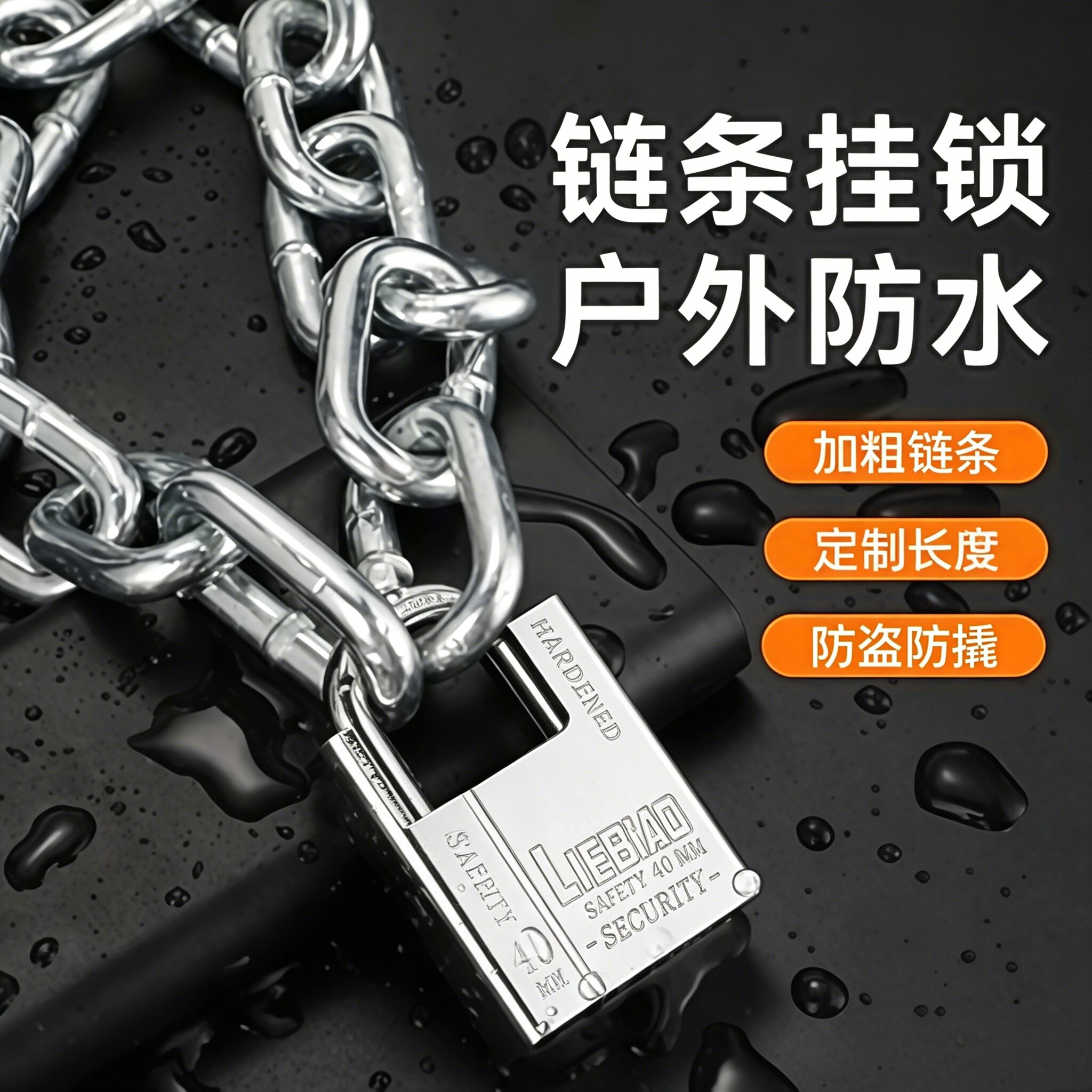 锁链条铁锁防盗锁链子加粗加长防剪铁环锁自行车电动车连锁大门锁