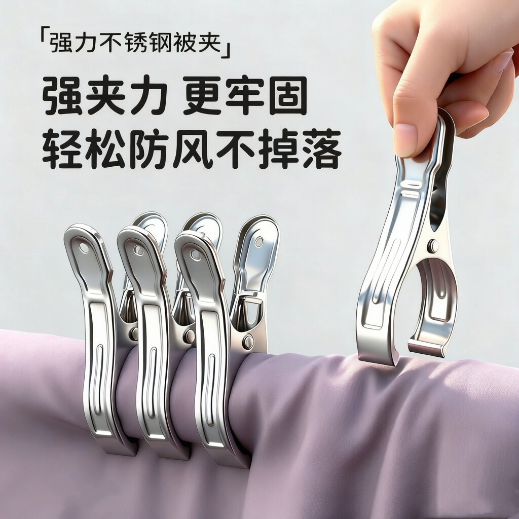 防风夹子不锈钢大夹子晾晒衣服棉被固定夹紧多功能家用晒衣服神器