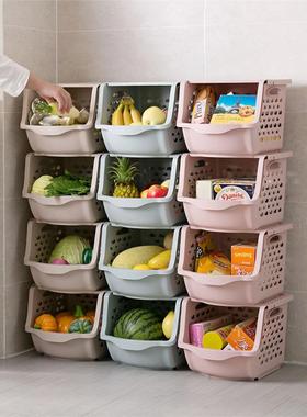 2024 new can be superimposed hollow plastic storage basket