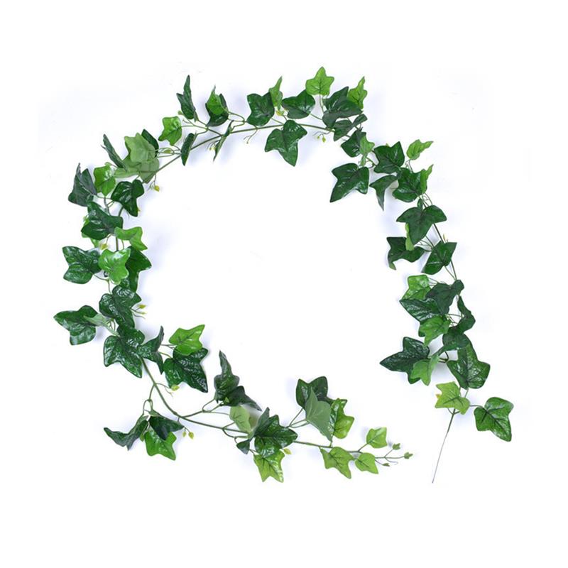 Artificial vine plant green leaves plastic fake flowers