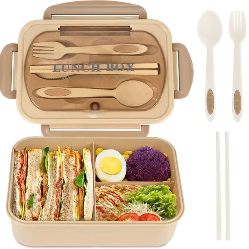 Lunch Box with Tableware for Office Workers Square Divided M