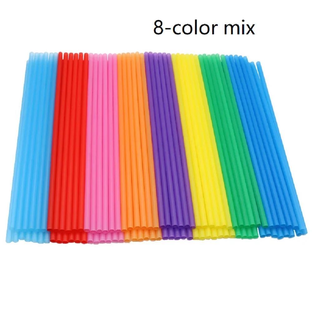 Color disposable drink straws Color flat straight pipe bever
