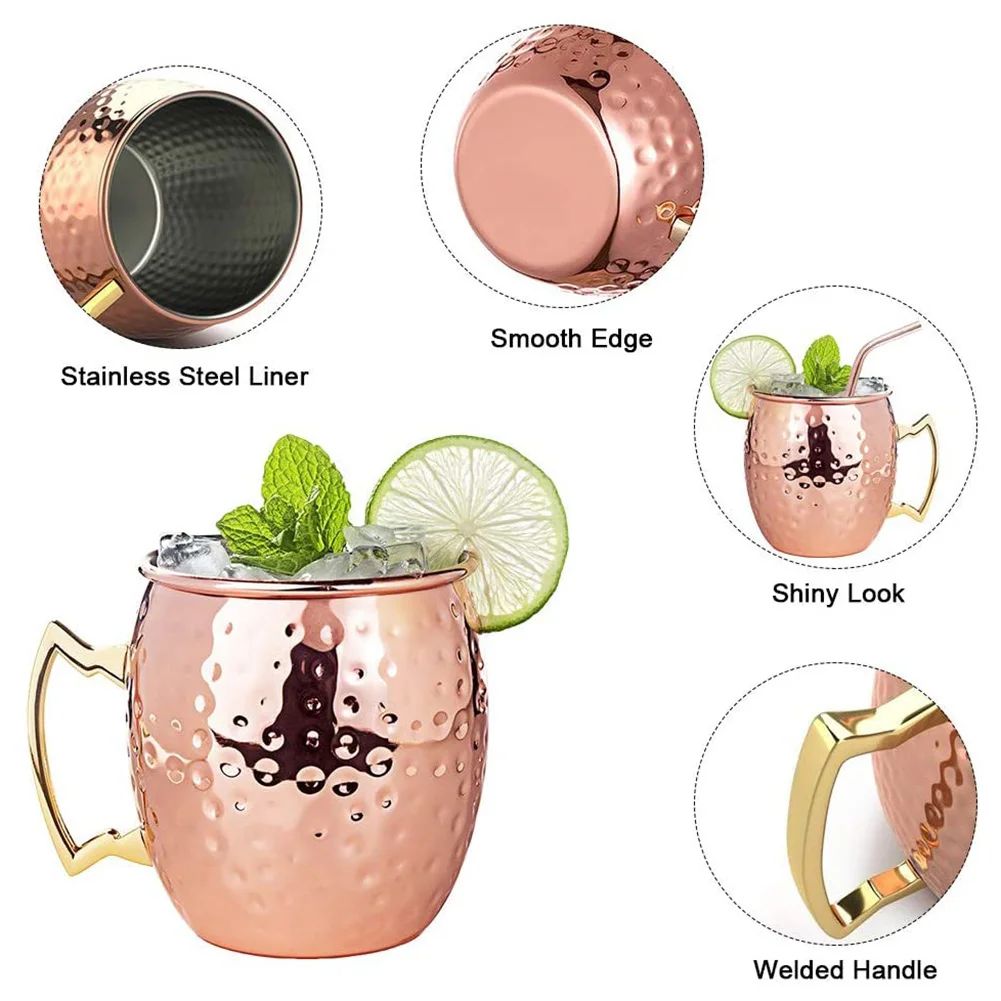 1-5PCS Cocktail Wine Cup Moscow Mule Mug Stainless Steel Ham