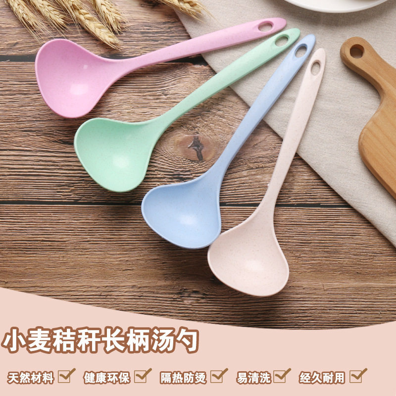 Wheat Straw Spoon Plastic Large Soup Spoon Long Porridge Spo