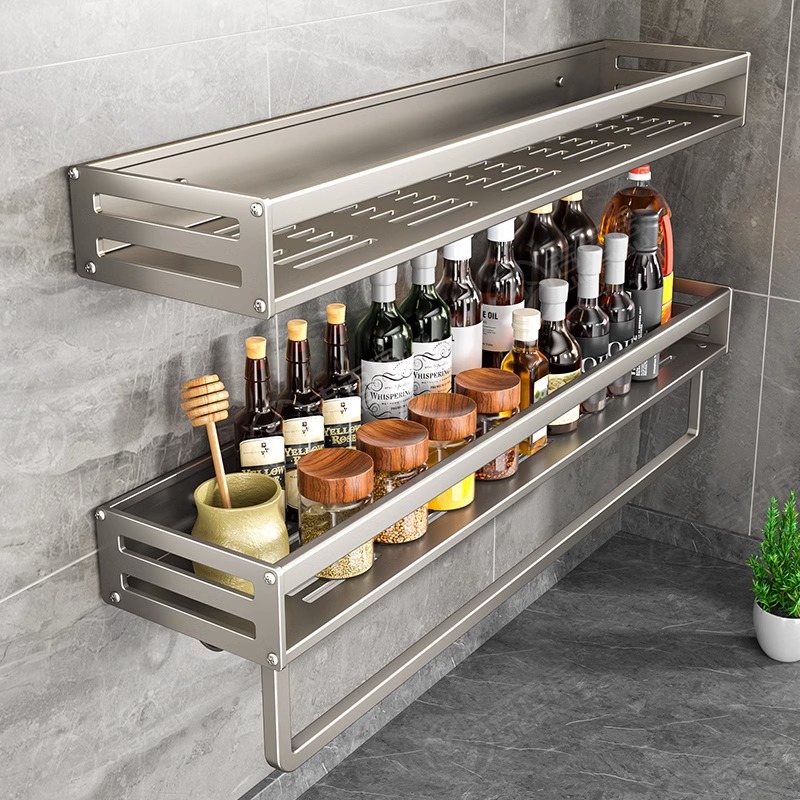 1PC Aluminum Wall-Mounted Spice Rack Multifunctional Item Sh