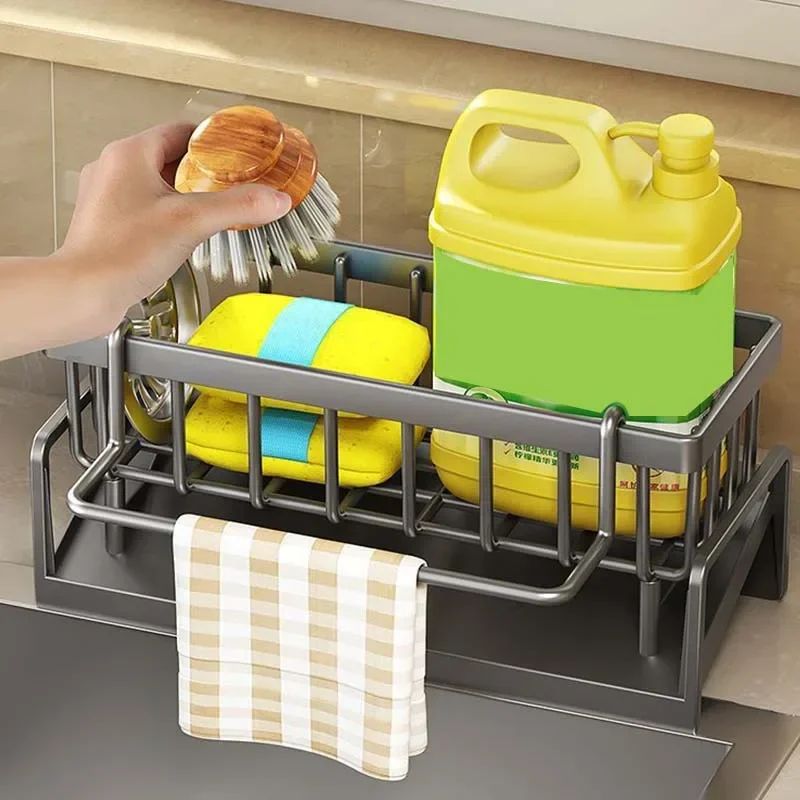 Kitchen Sink Drain Rack Organizer ABS Plastic Self-draining