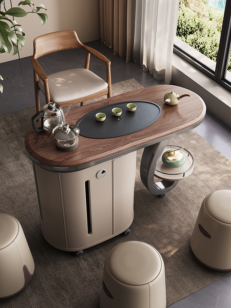 北美黑胡桃木茶桌可移动烧水壶一体全自动轻奢实木阳台小型茶台桌