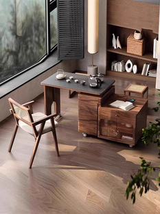 2025新款 阳台多功能可移动茶台现代家用功夫茶桌客厅实木旋转茶车