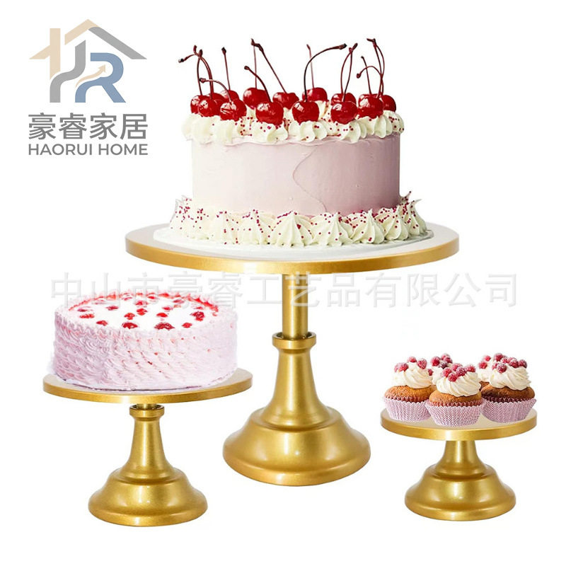 铁艺婚礼蛋糕架三件套甜品点心高脚金色婚庆道具晚会甜品台展示架