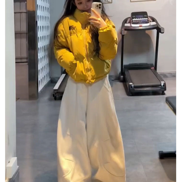 网红白色加绒保暖弯刀牛仔裤女