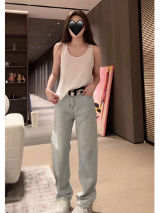 温婉同款双层网纱U领背心吊带女闪光银色星星装饰宽松百搭上衣