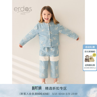 刺绣印花装 春夏女童七分裤 饰休闲松紧腰 鄂尔多斯童装 erdosKIDS