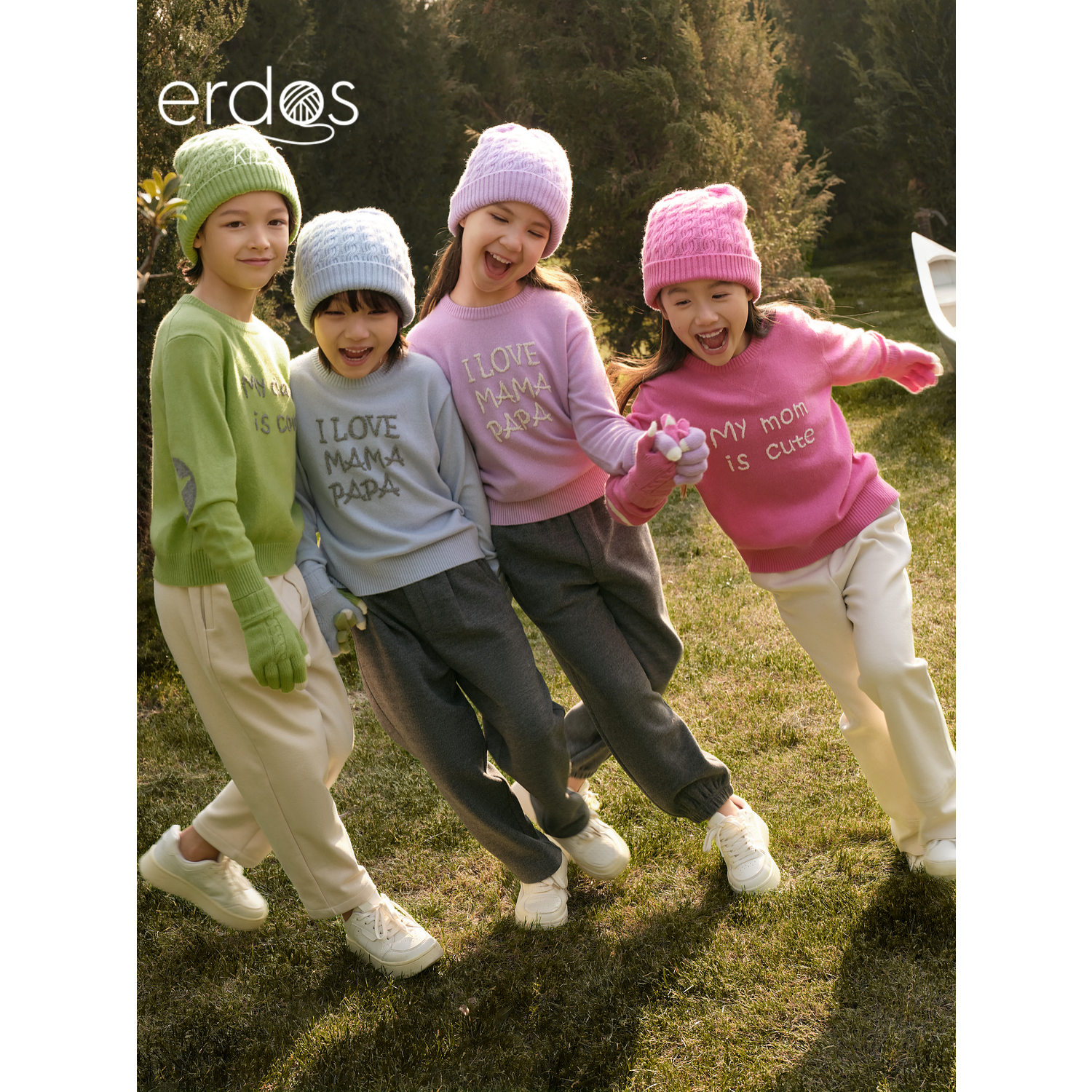 erdosKIDS 鄂尔多斯儿童羊绒衫毛衣男女童年秋冬圆领易穿脱针织衫