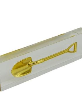 水晶胶铁锹工兵铲工艺品开业开工奠基封顶纪念品镇纸摆台工艺品