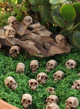 侏儒微缩小骷髅套装20个万圣节装饰鬼节氛围摆件花盆铺面石