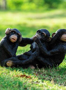 花园摆件灵动三只小猴子家居客厅卧室房间摆件酒柜壁橱送亲友