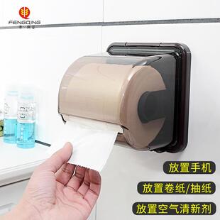 创意吸盘纸巾架卫生间免打孔卷纸架厕所挂壁纸巾盒抽纸架防水
