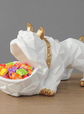 北欧斗牛犬创意家居装饰品家里放钥匙的摆件门口收纳玄关茶几鞋柜