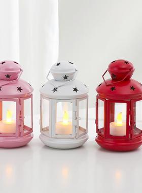 欧式镂空星星铁艺烛台圣诞节小马灯DIY摆件手工