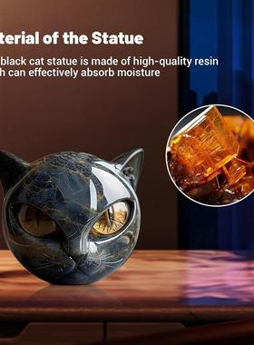 独立站猫咪雕塑装饰品摆件万圣节装饰猫咪头像摆件